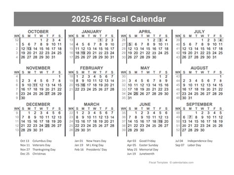 2025-2026 Fiscal Year Quarters Template - Free Printable Templates