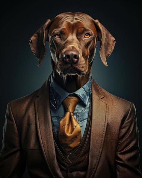 Premium Photo | 3d dog with a human body looking serious wearing a suit with a dramatic studio ...