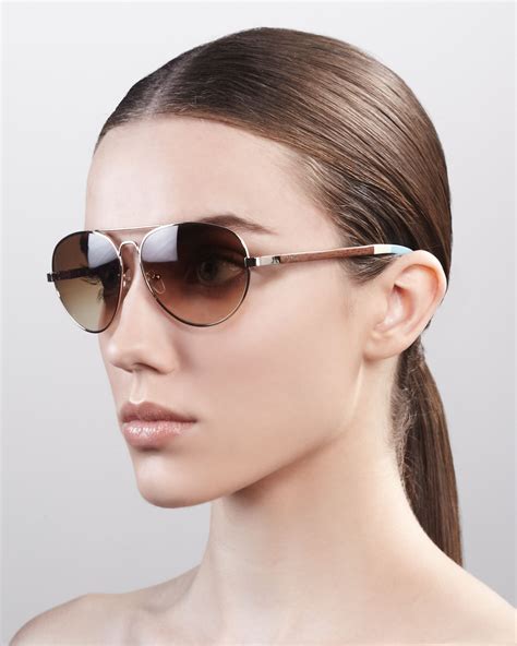 TOMS Eyewear Classic 301 Aviator Sunglasses, Golden/Brown