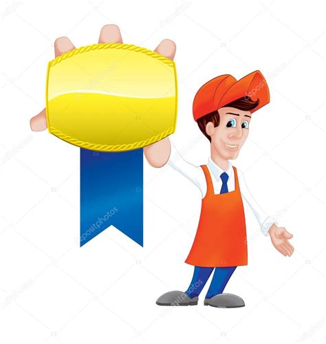 Successful Supermarket Staff. Salesman Cartoon Character — Stock Photo © byenesaltin #127512486