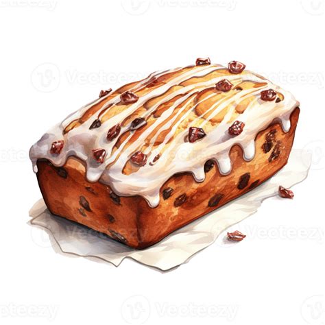 Loaf Cake For Christmas Event. Watercolor Style. AI Generated 34713221 PNG
