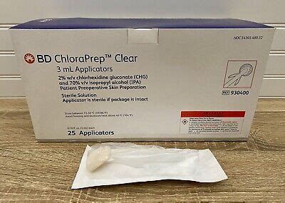 BD ChloraPrep Clear 3mL Applicators - Box of 25 | eBay