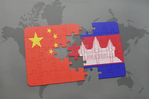 China and Cambodia Puzzles from Flags, 3D Rendering Stock Illustration ...