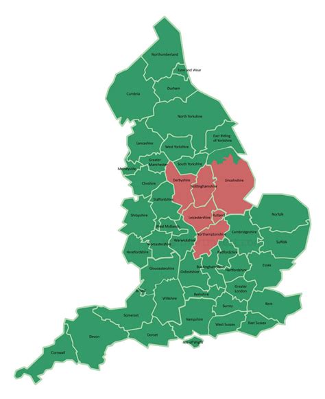 Download A Free Map Of the East Midlands - County Map