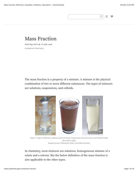 SOLUTION: Mass fraction definition examples problems calculation chemistrygod - Studypool