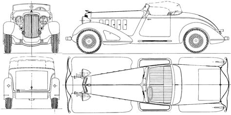 Chrysler Custom Imperial 1932 Blueprint - Download free blueprint for 3D modeling