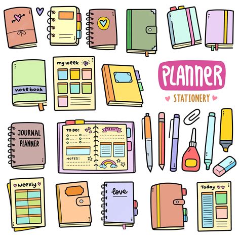 Premium Vector | Planner and stationery colorful vector graphics ...