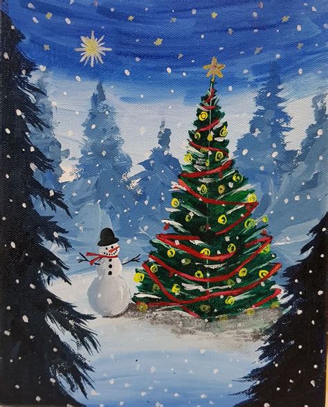 Christmas acrylic painting on canvas #hankraftedartstudio | Christmas ...