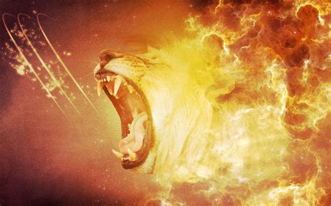 roaring lion with fire - Clip Art Library