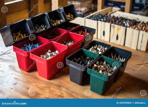 Labeled Storage Bins for Screws and Nails Stock Illustration ...