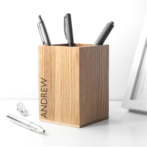 Personalised Wooden Stationery Holder | Pen and Pencil Pot | Treat Republic