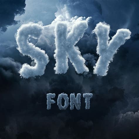 3D Sky / Cloud Font - GK Mockups Store