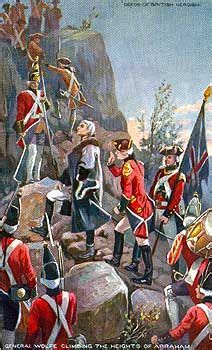 1759, les Britanniques escaladent les falaises pour arriver sur le terrain des Plaines d'Abraham ...