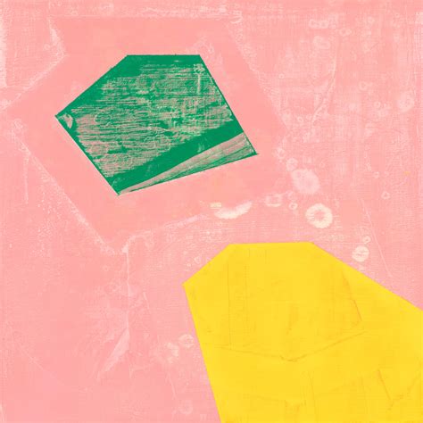 Liz Rundorff Smith - Badge, pink, yellow and green abstract oil painting on panel, 10" x 10" For ...