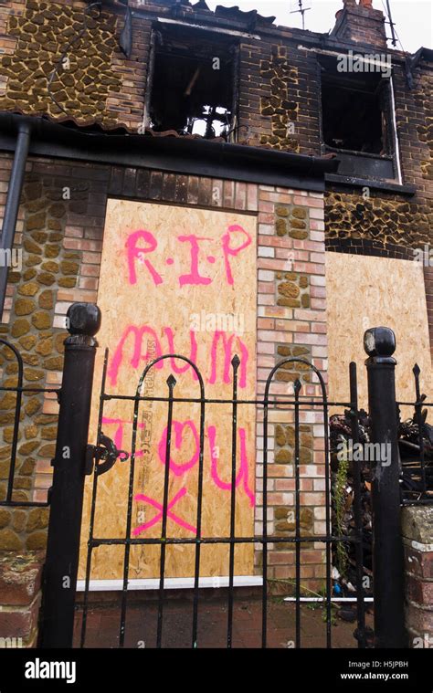 Aftermath of a house fire in which a mother died Stock Photo - Alamy