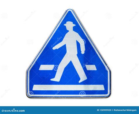 Traffic Sign, Blue Pentagon Pedestrian Sign Isolated on White ...