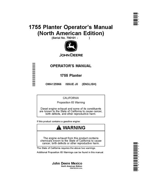 John Deere 1755 Planter (790101-) OMA125966 Operators and Maintenance Manual PDF Download ...