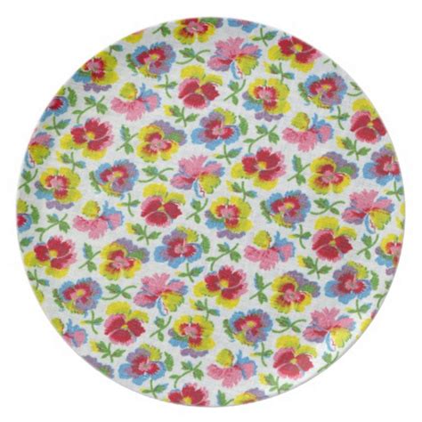 Floral Melamine Plates. Paris Flea Market Fabrics 9" Melamine Plates - Set of Four.