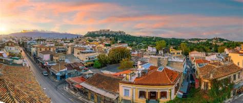 Downtown Athens City Skyline in Greece at Sunset Stock Photo - Image of ...