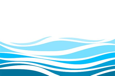 Blue Water Lines Wave Concept Abstract Background In Flat Design Vector ...