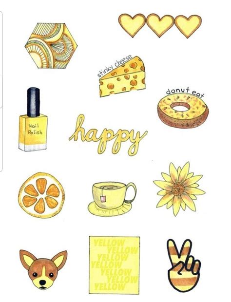 Mini yellow aesthetic sticker pack by DesignbyChesa on Etsy | Aesthetic stickers, Iphone ...