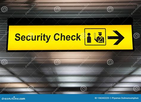 Security Check Sign Hanging from Airport Terminal Ceiling Stock Image - Image of gate, aircraft ...