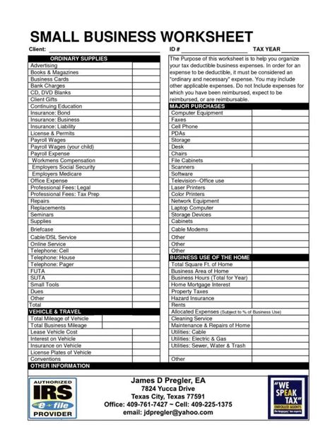 Self Employment Printable Small Business Tax Deductions Work