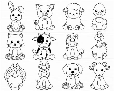 Farm Animals Svg Bundle Cute Animals Svg Farm Svg Baby Cow Pig Horse Svg Baby Farm Animals Svg ...