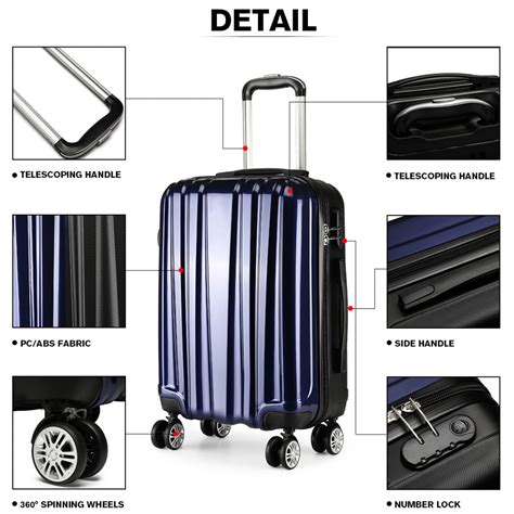 K1993 - Kono Metallic PC and ABS Hard Shell 20 Inch Suitcase - Navy