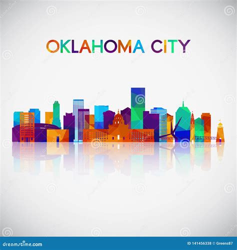 Oklahoma City Skyline Silhouette in Colorful Geometric Style. Stock ...