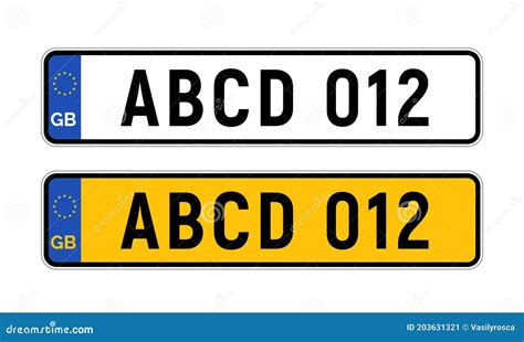 British Car Plate With Symbols, Numbers And Letters Cartoon Vector ...