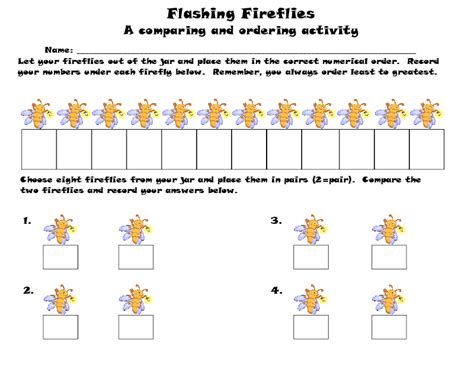 The Weekly Hive: Firefly Math - Comparing and Ordering Game