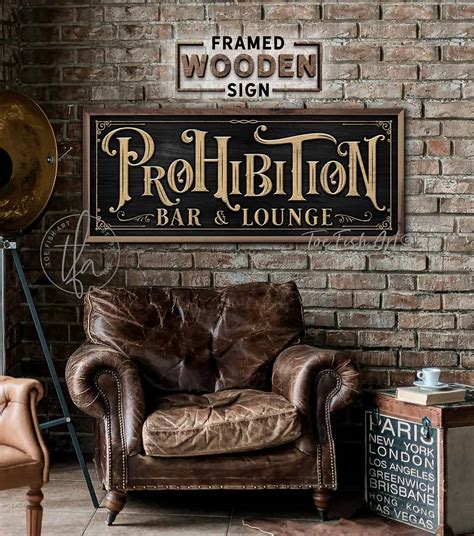 Prohibition Bar & Lounge Sign Framed Wood Shiplap - Toe Fish Art