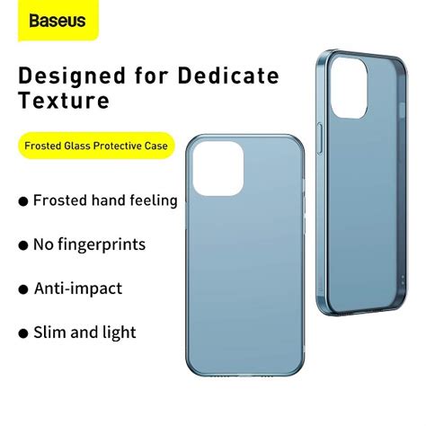 Baseus iPhone 12 Pro Max Case Frosted Glass Navy Blue