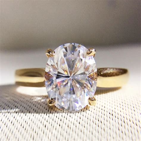 Gorgeous 1 Carat ct DF Color Lab Grown Oval Moissanite Diamond Ring Solitaire Engagement Wedding ...