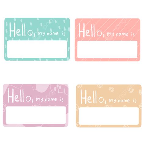 Cute Name Tag PNG Image, Cute Pastel Color Name Tag Illustration Set, Name Tag Illustration ...