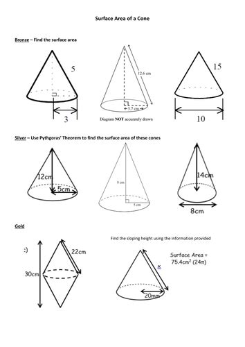 Surface Area Of A Cone Worksheet