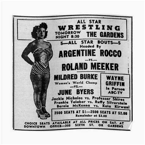 "Mildred Burke vs. June Byers Advertisement" Poster by IrishWhipMedia ...