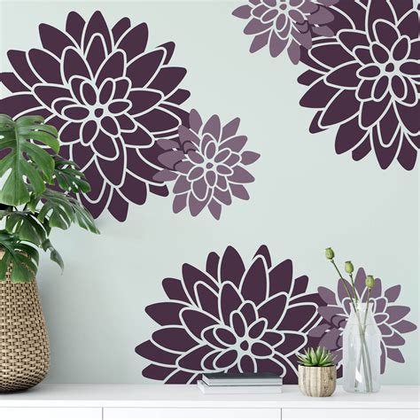 Dahlia Floral Pattern Wall Stencil