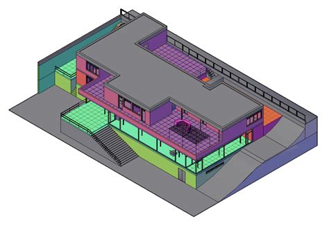 Modern house top view 3d drawing details dwg file - Cadbull