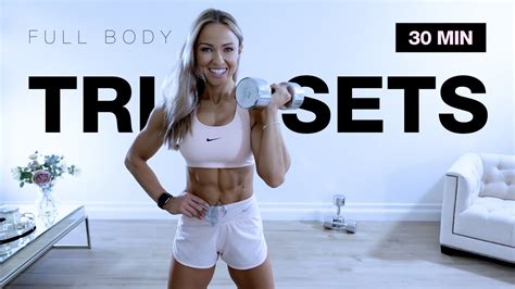 30 MIN TRISETS Full Body Workout with Dumbbells - Strength Training ...