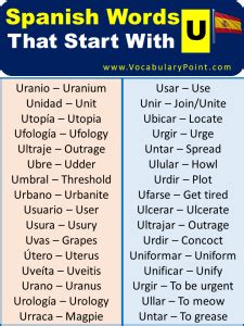 150 Spanish Words That Start With U - Vocabulary Point