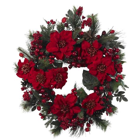 24" Poinsettia Wreath | Nearly Natural"