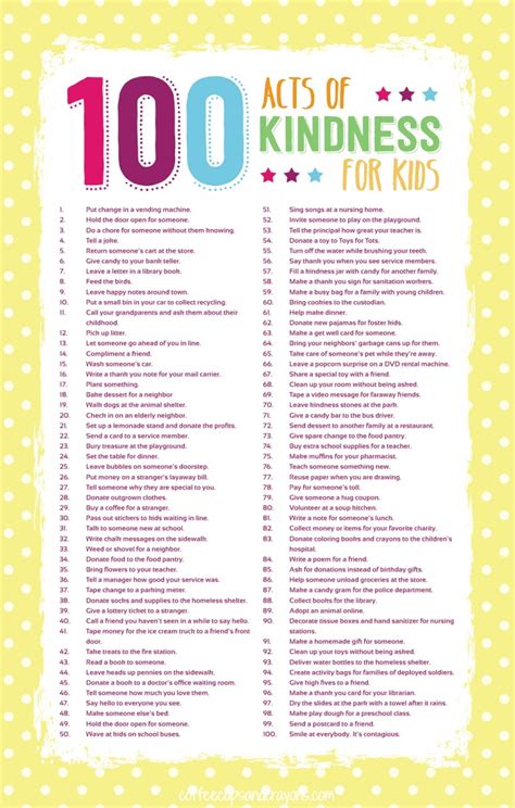 Free 100 Acts of Kindness for Kids Printable - 24/7 Moms