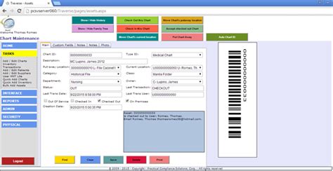 Barcode Medical Chart Tracking System