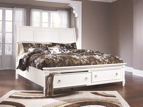 Ashley Furniture - Prentice - White - King Sleigh Bed With 2 Storage Drawers - EZ Furniture ...