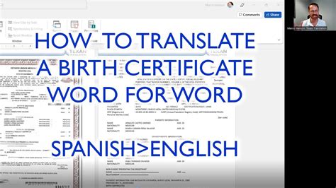 Translate English To Spanish Birth Certificate Template