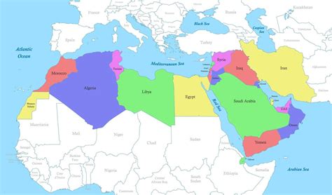 map of MENA region with borders of the states 22754848 Vector Art at ...