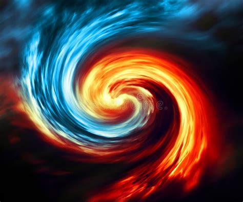 Fire And Ice Abstract Background. Red And Blue Smoke Swirl On Dark Background Stock Illustration ...