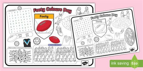 Footy Colours Day Activity Mat F-2 (teacher made) - Twinkl